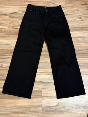 J.Crew Curvy Wide-Leg Crop Jeans Womens 26 Black Cropped High Waist Minimal
